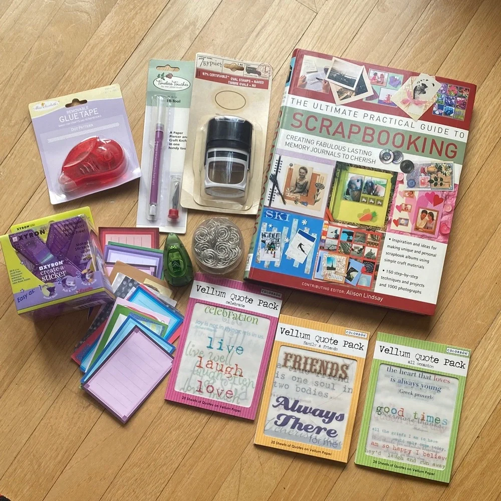 Junk Journal Starter Kit Scrapbook Craft Bundle Tools + Paper DIY Set